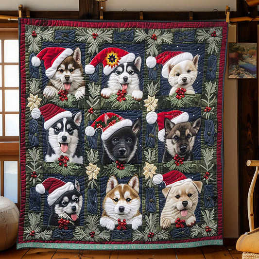 Husky Puppies Christmas WP1610027CL Quilt