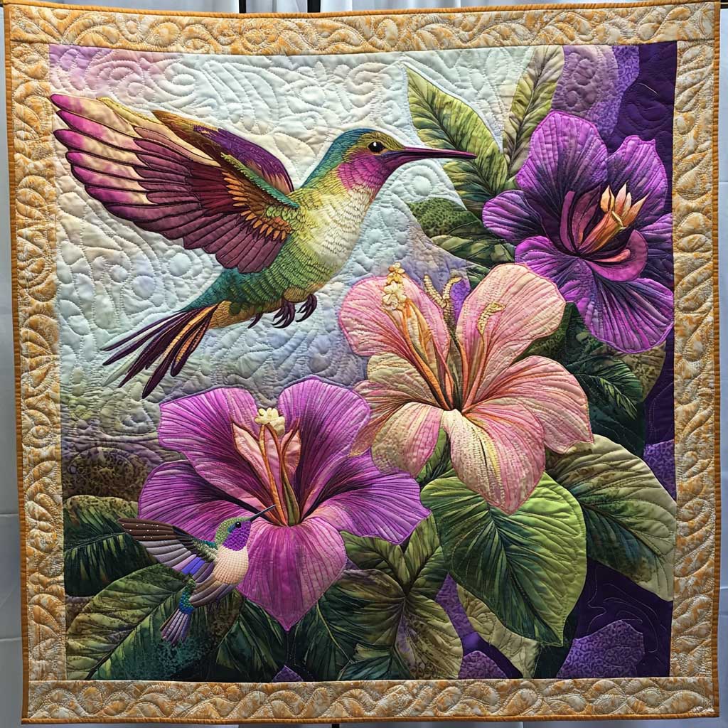 Purple Petunia Hummingbird WP2611033CL Quilt