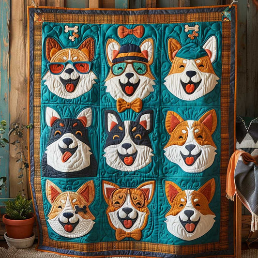 Corgi Happy Faces WN1610014CL Quilt