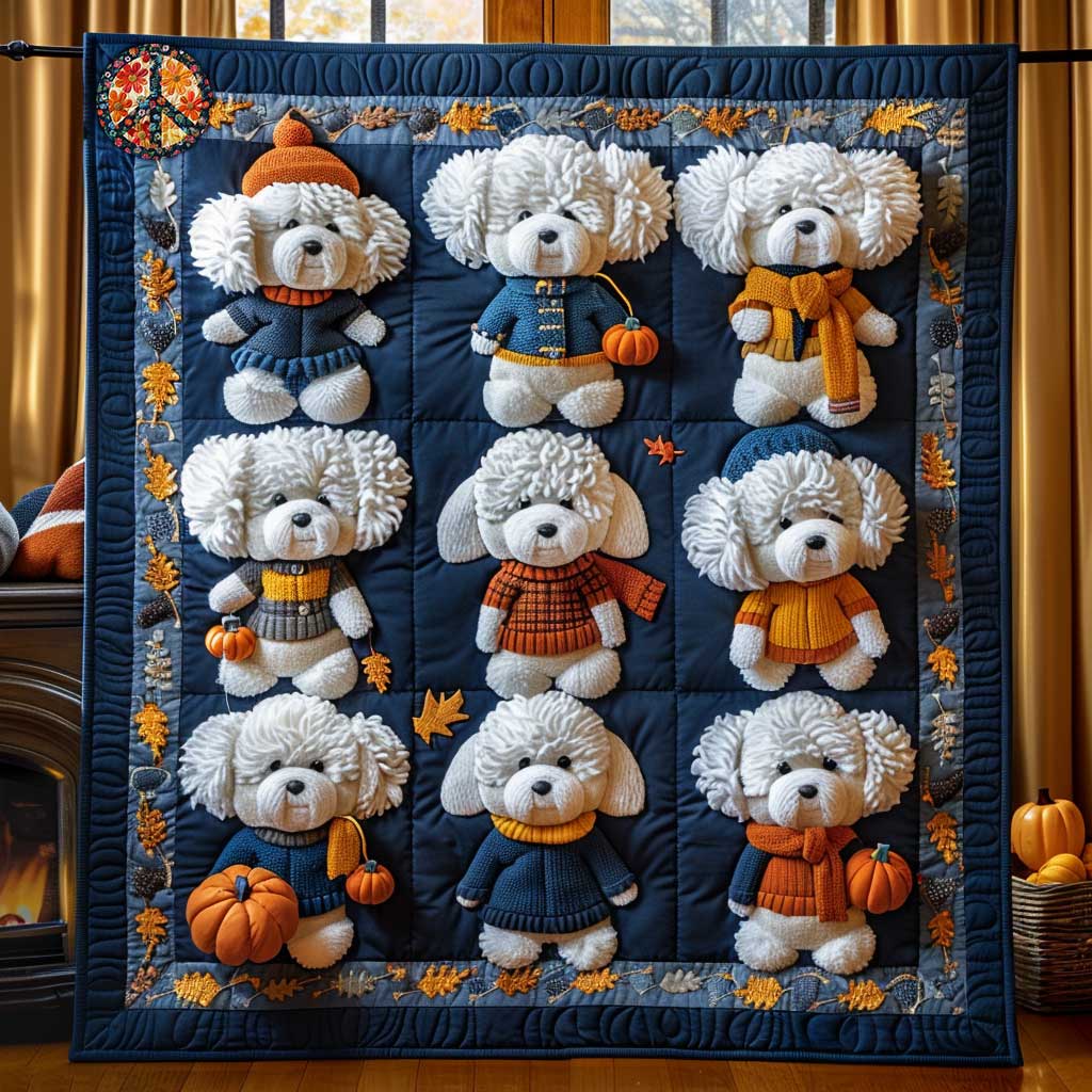 Bichon Frise Cozy Fall WN1610026CL Quilt