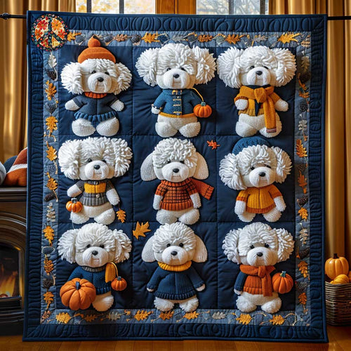 Bichon Frise Cozy Fall WN1610026CL Quilt