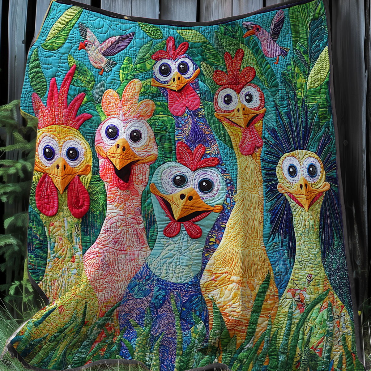 Whimsical Cute Chickens XR0208007CL Quilt