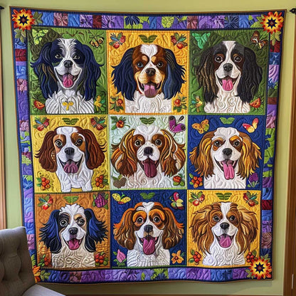 9 Floral Cavelier Dog WP1610001CL Quilt